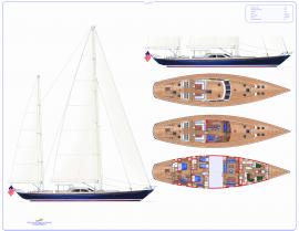 Design 1061 profile deck plan and interior